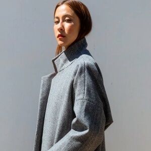 NWT Horses Atelier Alchemical Coat Jacket in Graphite Herringbone